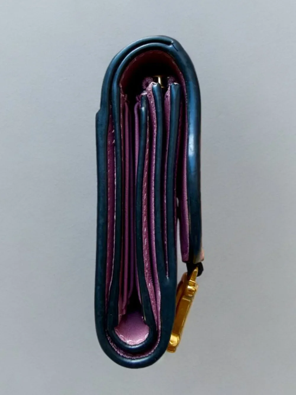Christian Dior Pink Leather Lotus Saddle Compact Wallet